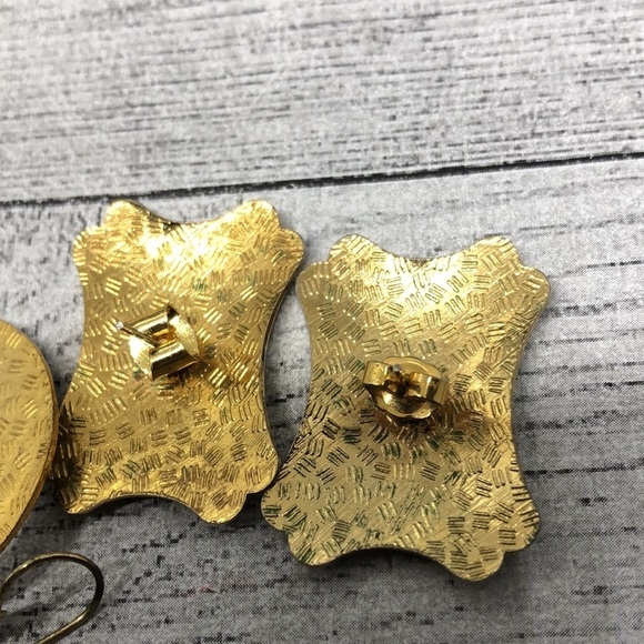 Bundle lot 2 cloisonne enamel earrings statement - Picture 4 of 6